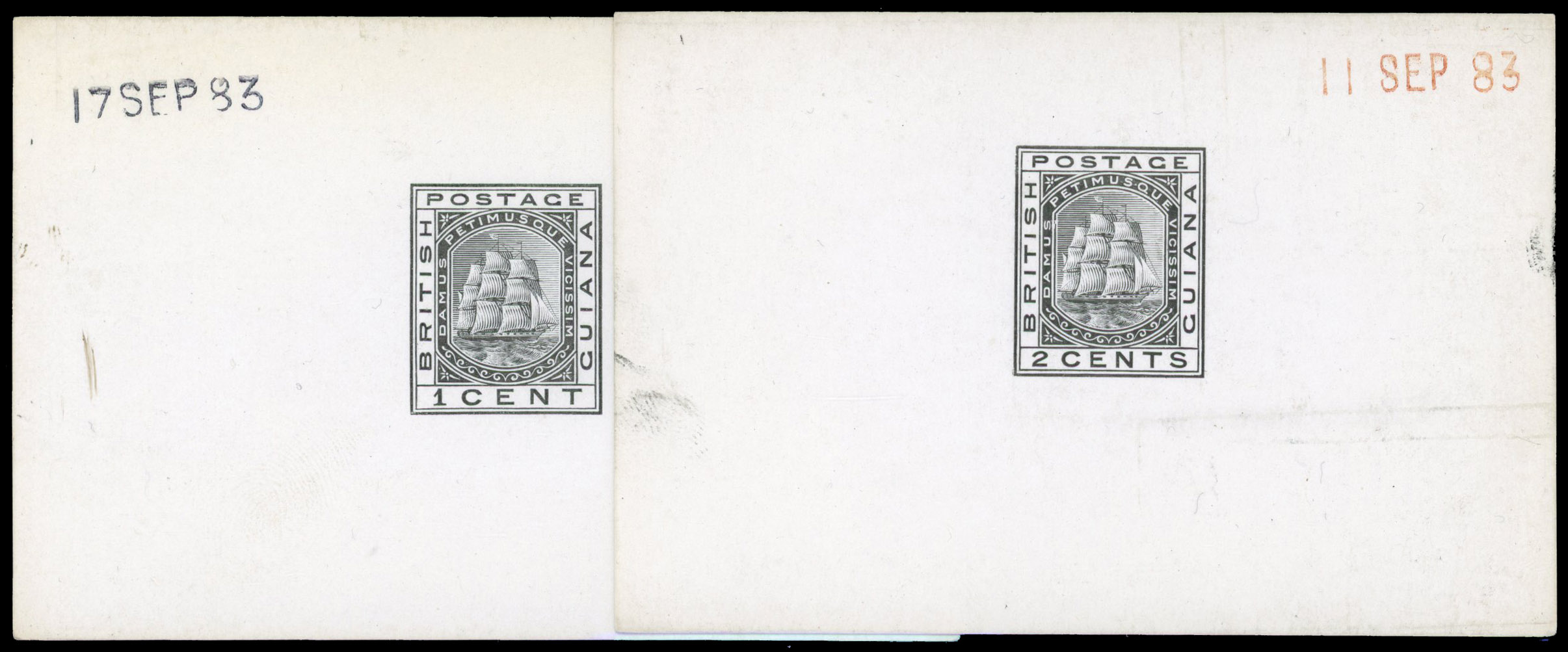 British Guiana 1883 1c and 2c DLR die proofs