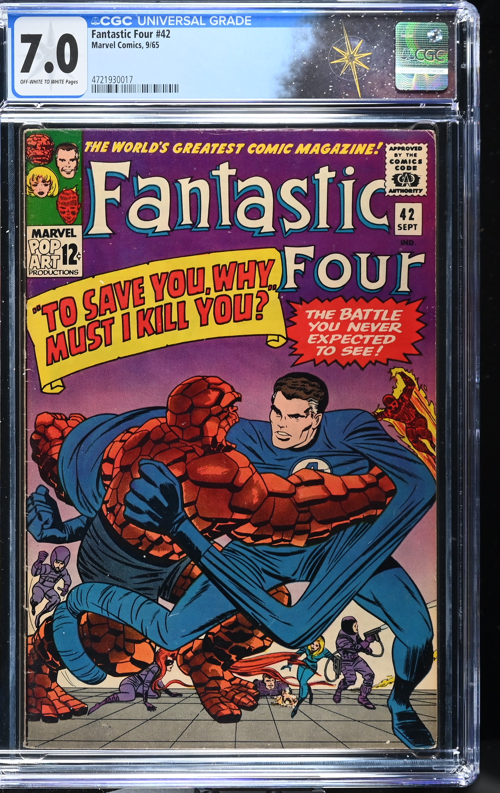 Fantastic Four #42 CGC 7.0 "To Save You, Why Must I Kill You" (Marvel Comics, 1965) Off-White to White Pages