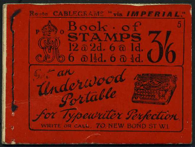 1921 (August) 3/6d booklet (#5), trimmed...
