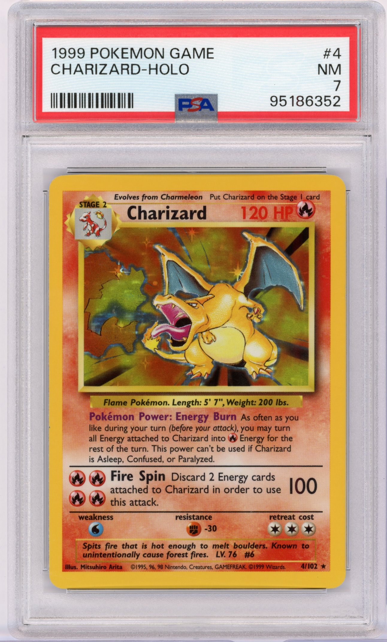 PSA 7 Charizard #4 Unlimited Holo (1999) Base Set