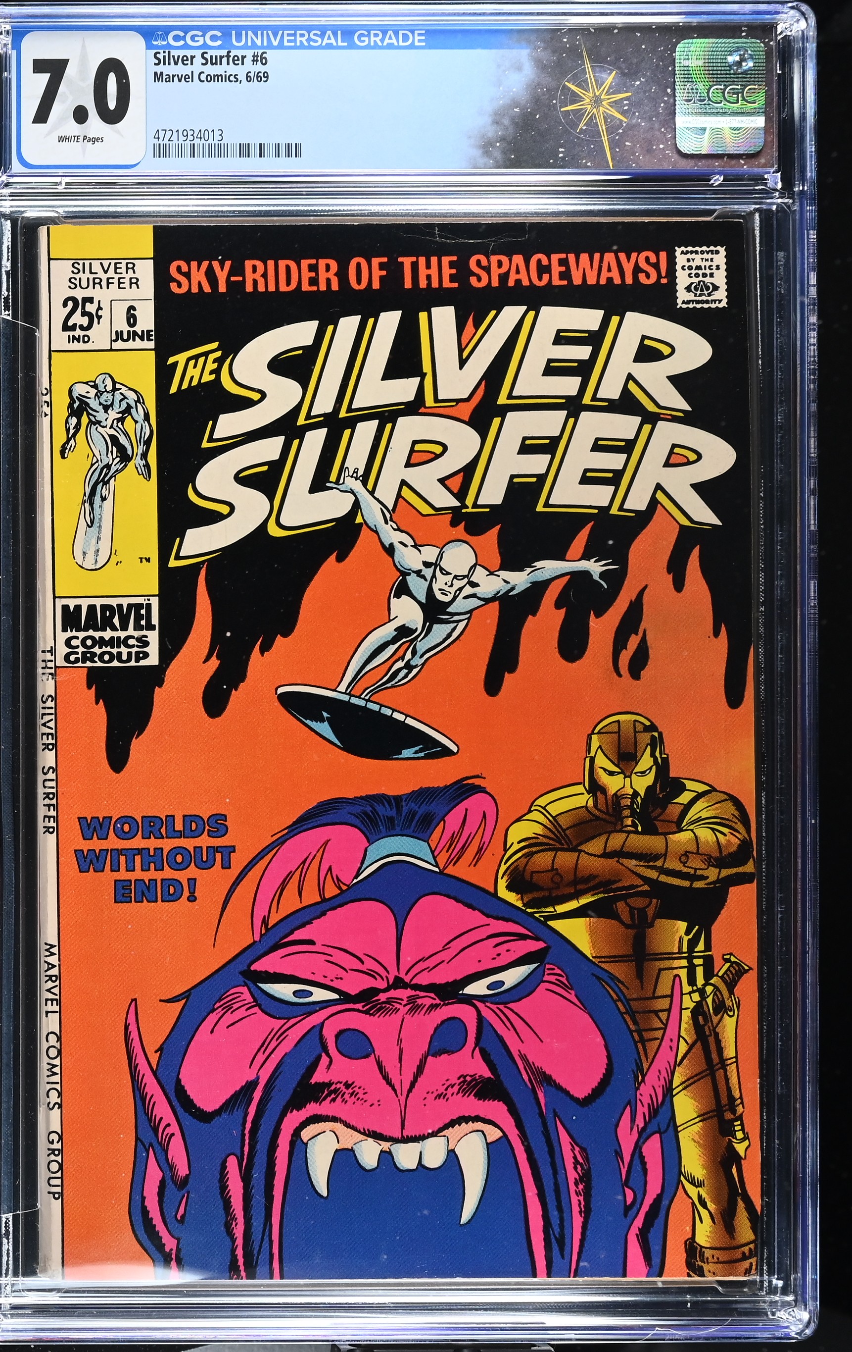 Silver Surfer #6 CGC 7.0 "Worlds without End!" (Marvel Comics, 1969) White Pages