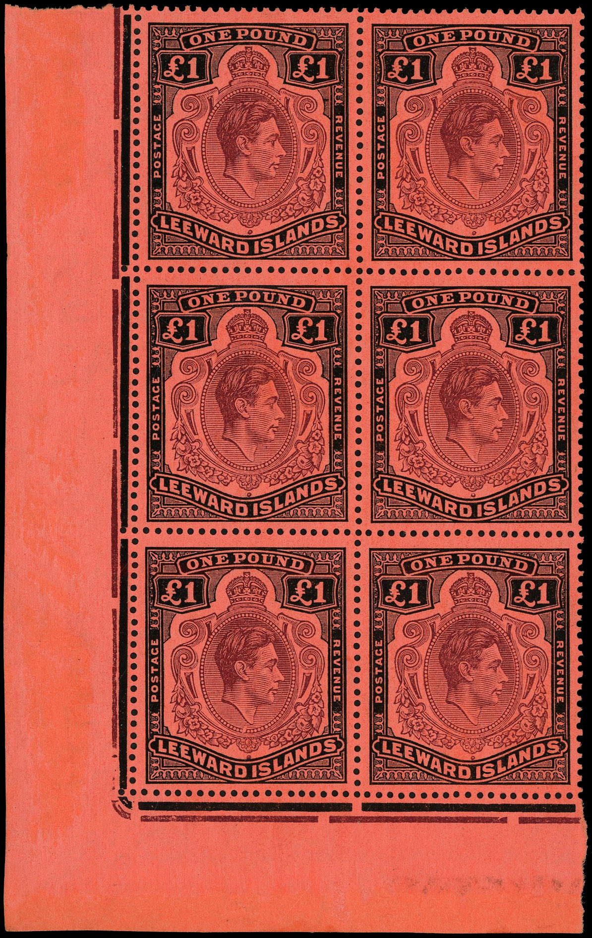 Leeward Islands SG 114ba block mint