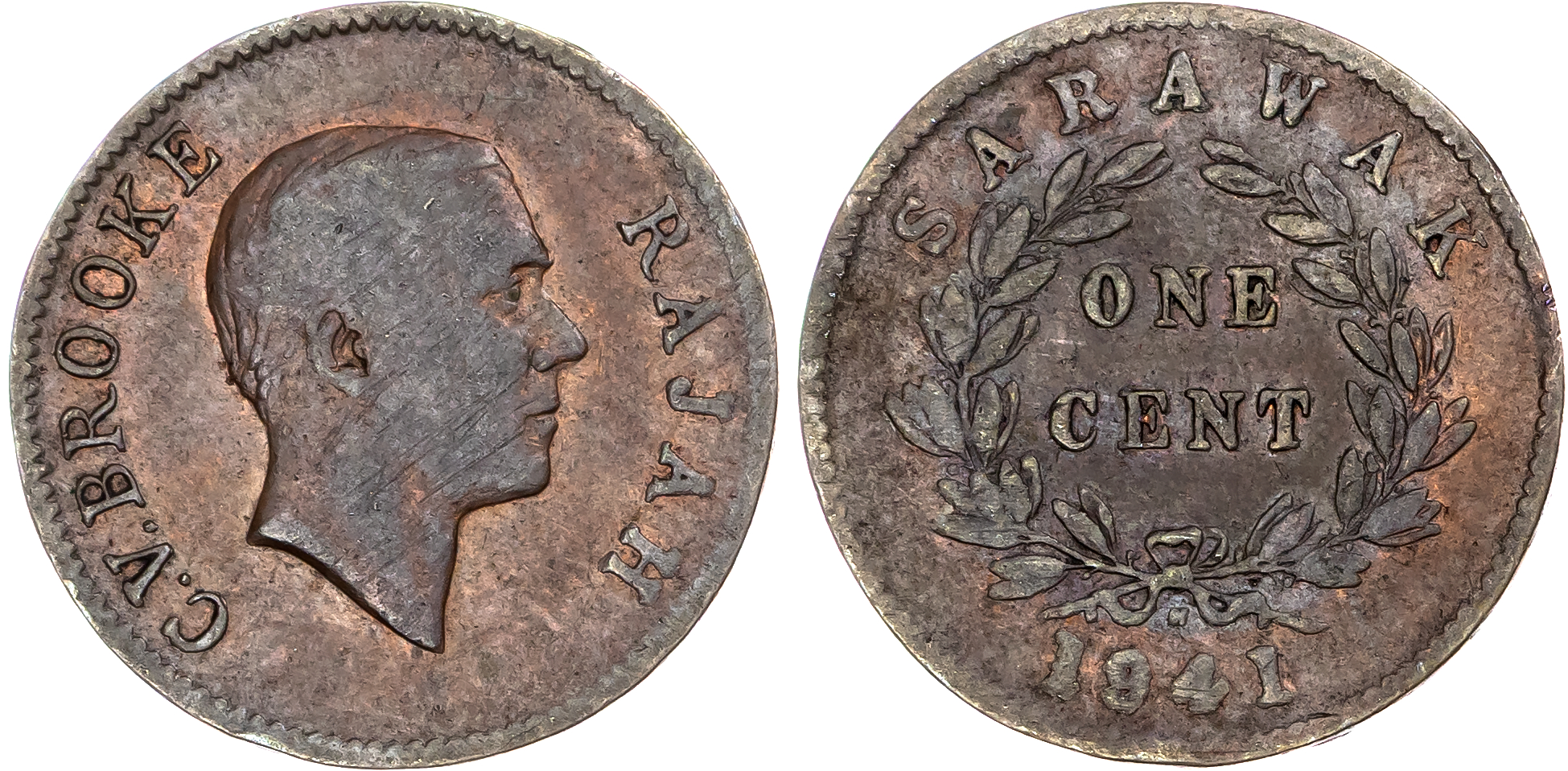 Sarawak, Charles V. Brooke (1917-1946), copper Cent, 1941