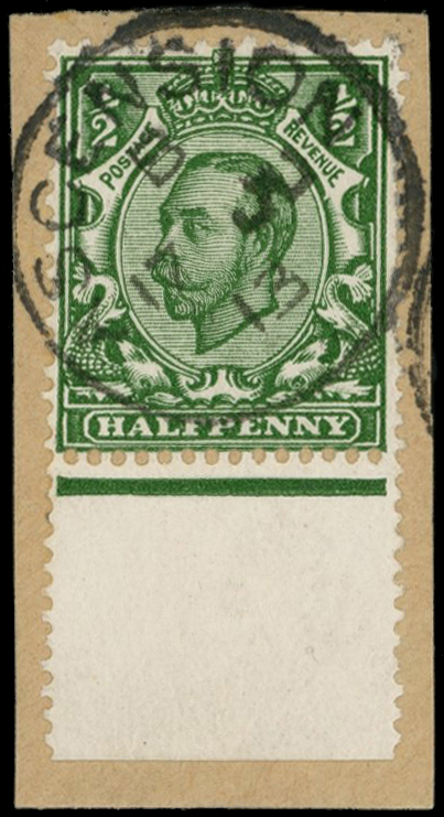 1912 ½d green, Downey head, bottom...