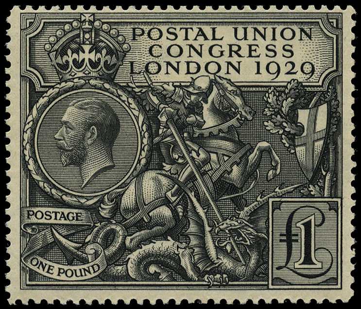 1929 £1 black Postal Union Congress, fresh...