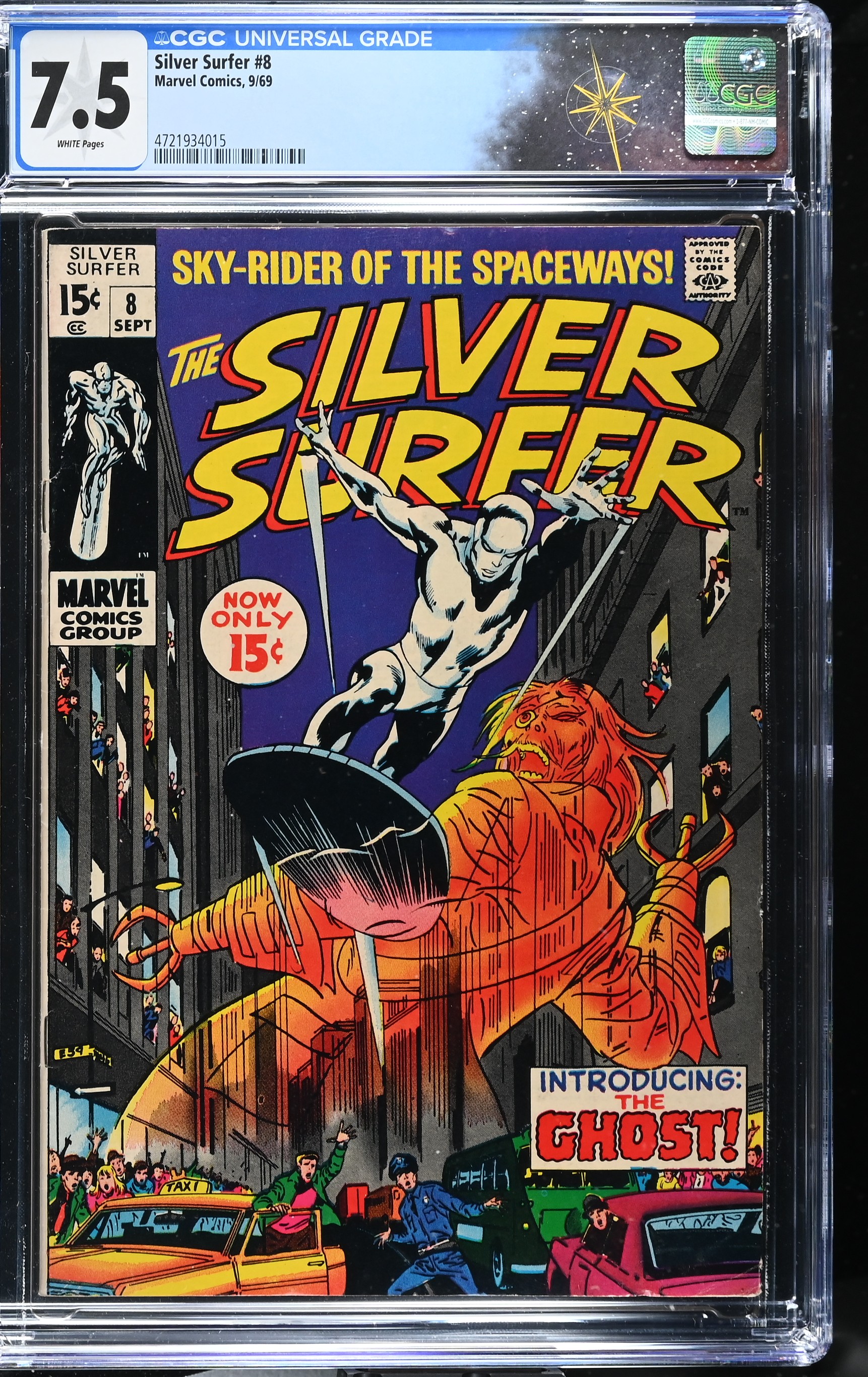 Silver Surfer #8 CGC 7.5 3rd Appearance of Mephisto "Now Strikes the Ghost!" (Marvel Comics, 1969) White Pages