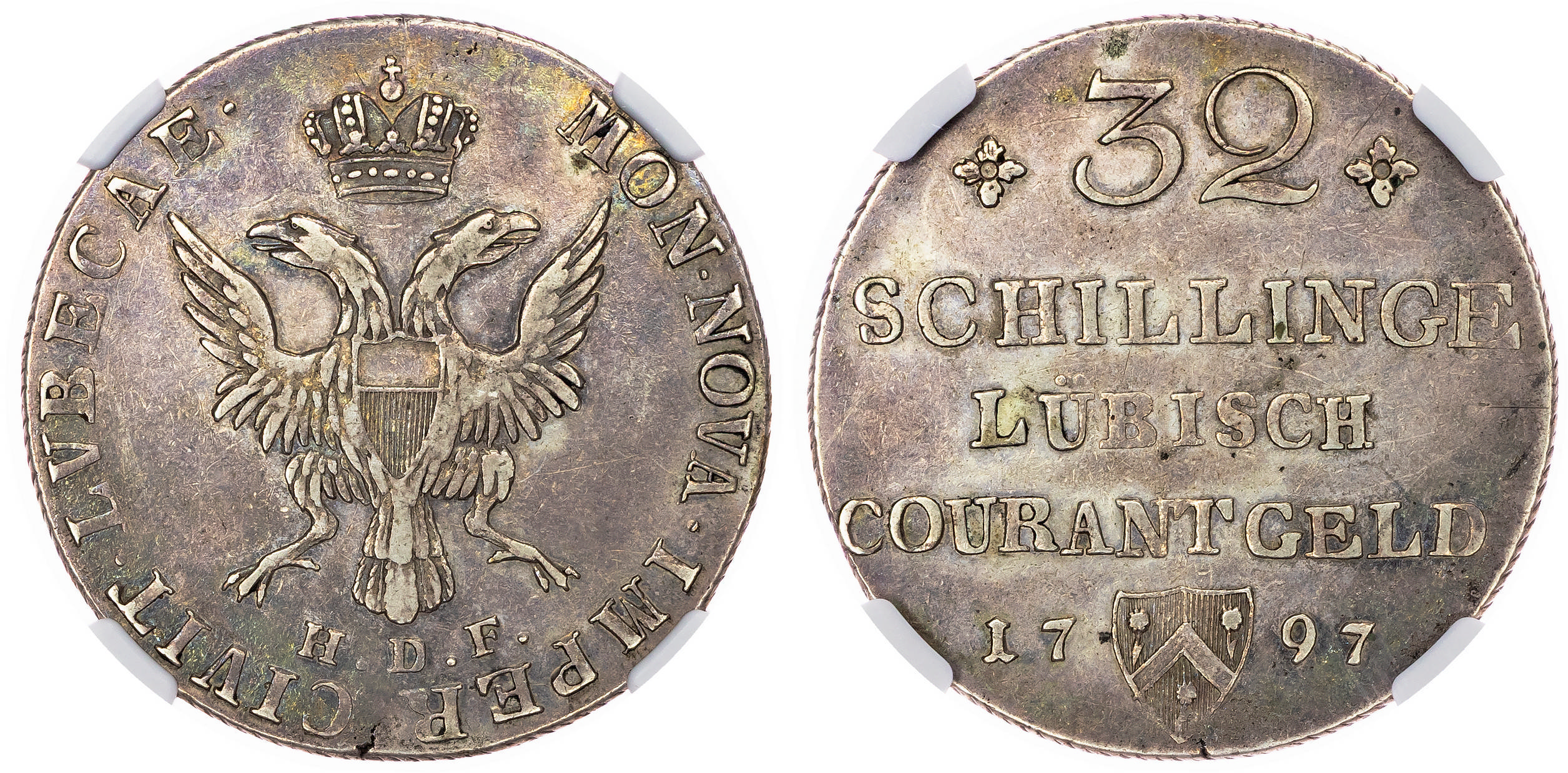 Germany, Lübeck, silver 32 Schillings, 1797 - XF Details