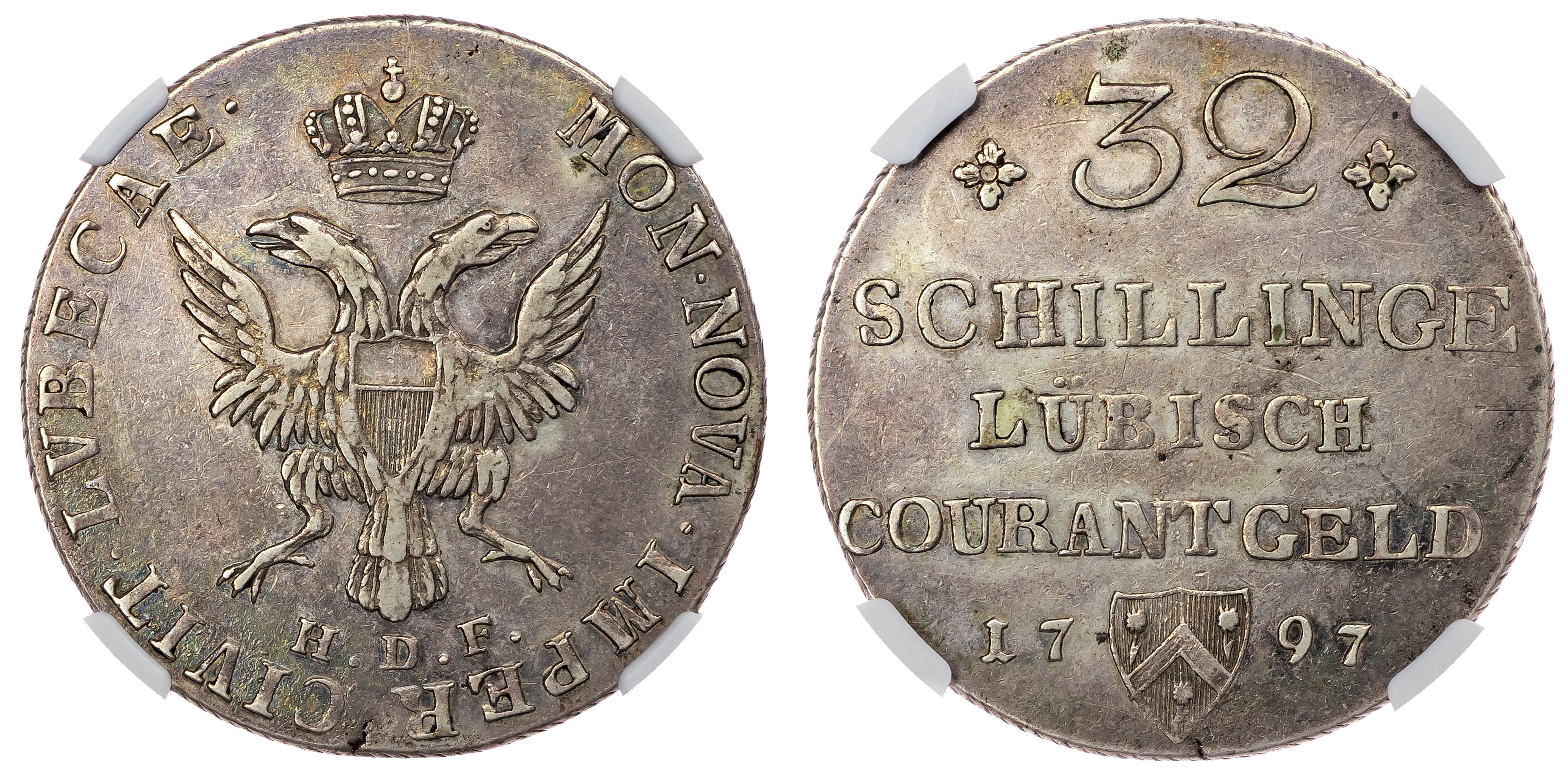 Germany, Lübeck, silver 32 Schillings, 1797 - XF Details
