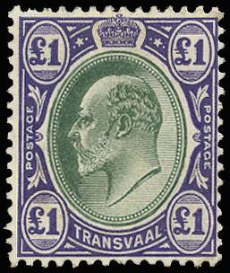 TRANSVAAL SG 272a 1904-09 £1 WMK MCA CHALKY PAPER O.G.