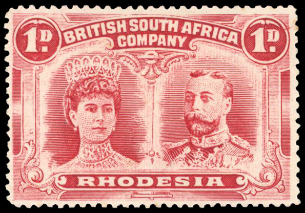 Rhodesia 1910-13 1d pale rose-carmine perf 15