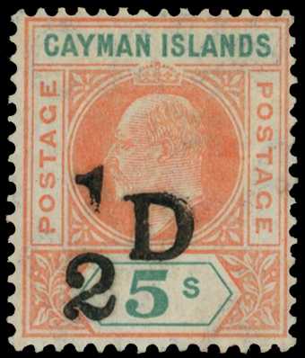1907 ½D on 5/- salmon and green, large part...