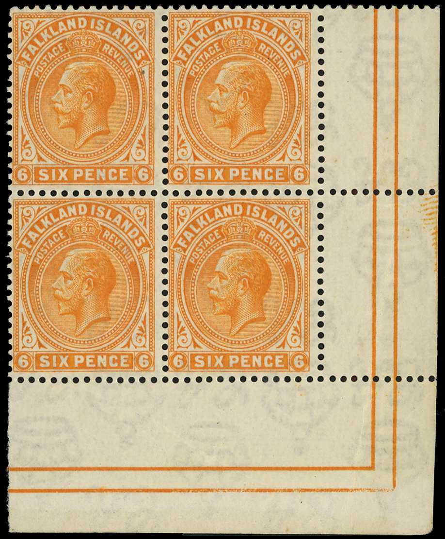 1924 6d yellow-orange lower right corner block...