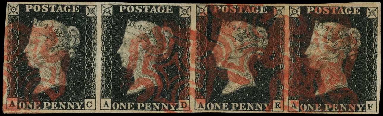1840 1d black Pl.7. Very fine used four...