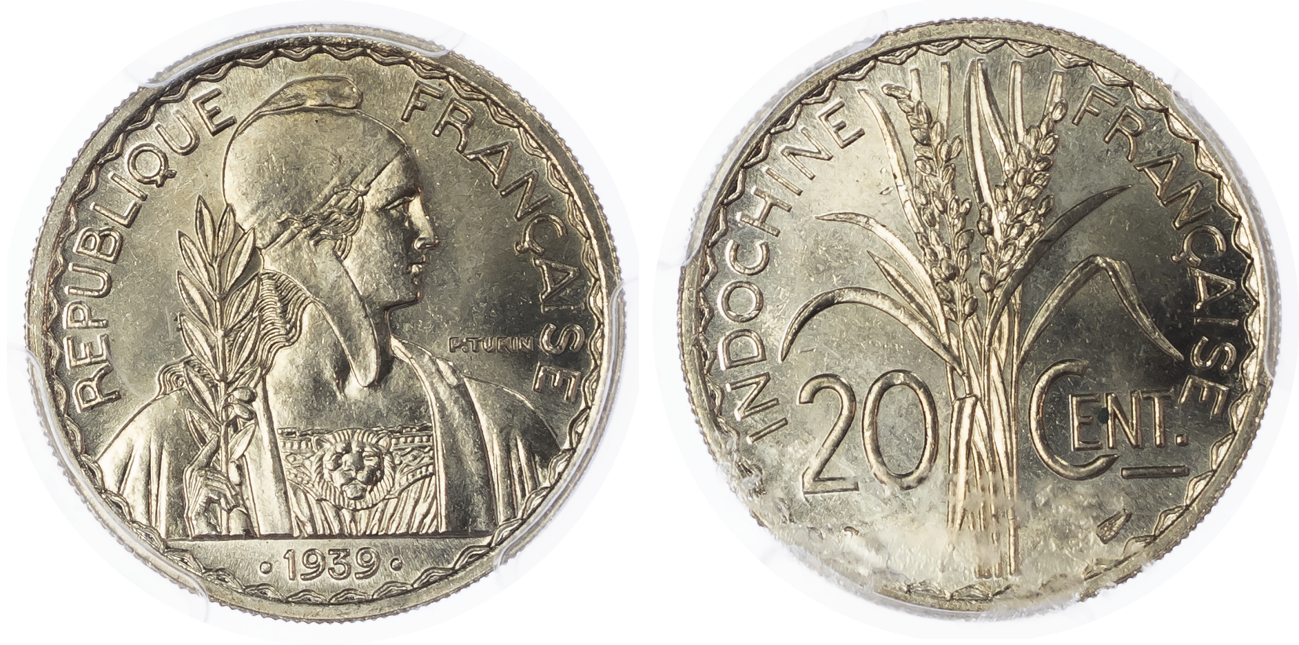 French Indochina, Third Republic CU-NI 20 Centimes. Paris, 1939. 