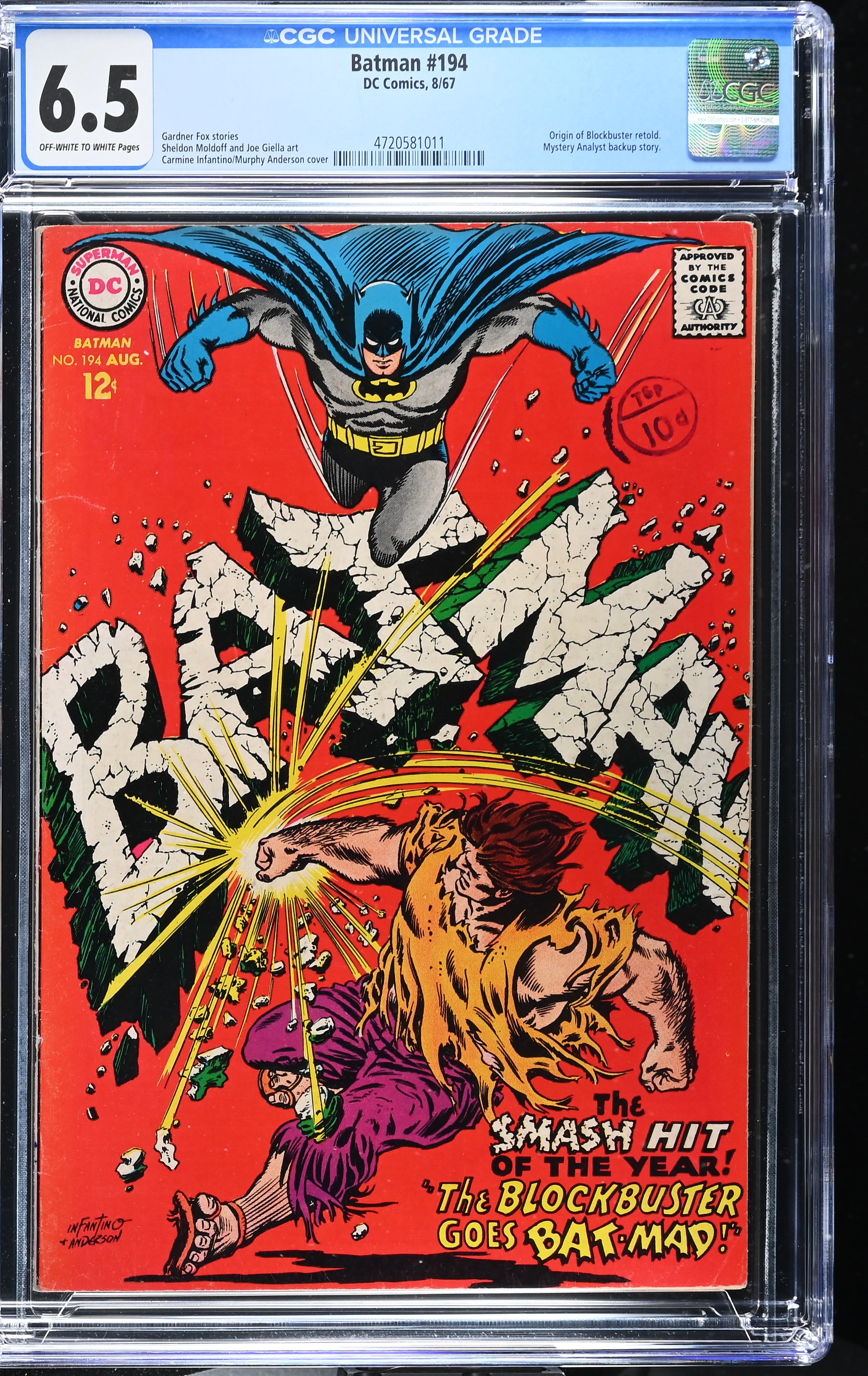 Batman #194 CGC 6.5 Origin of Blockbuster (DC Comics, 1964) Off-White to White Pages