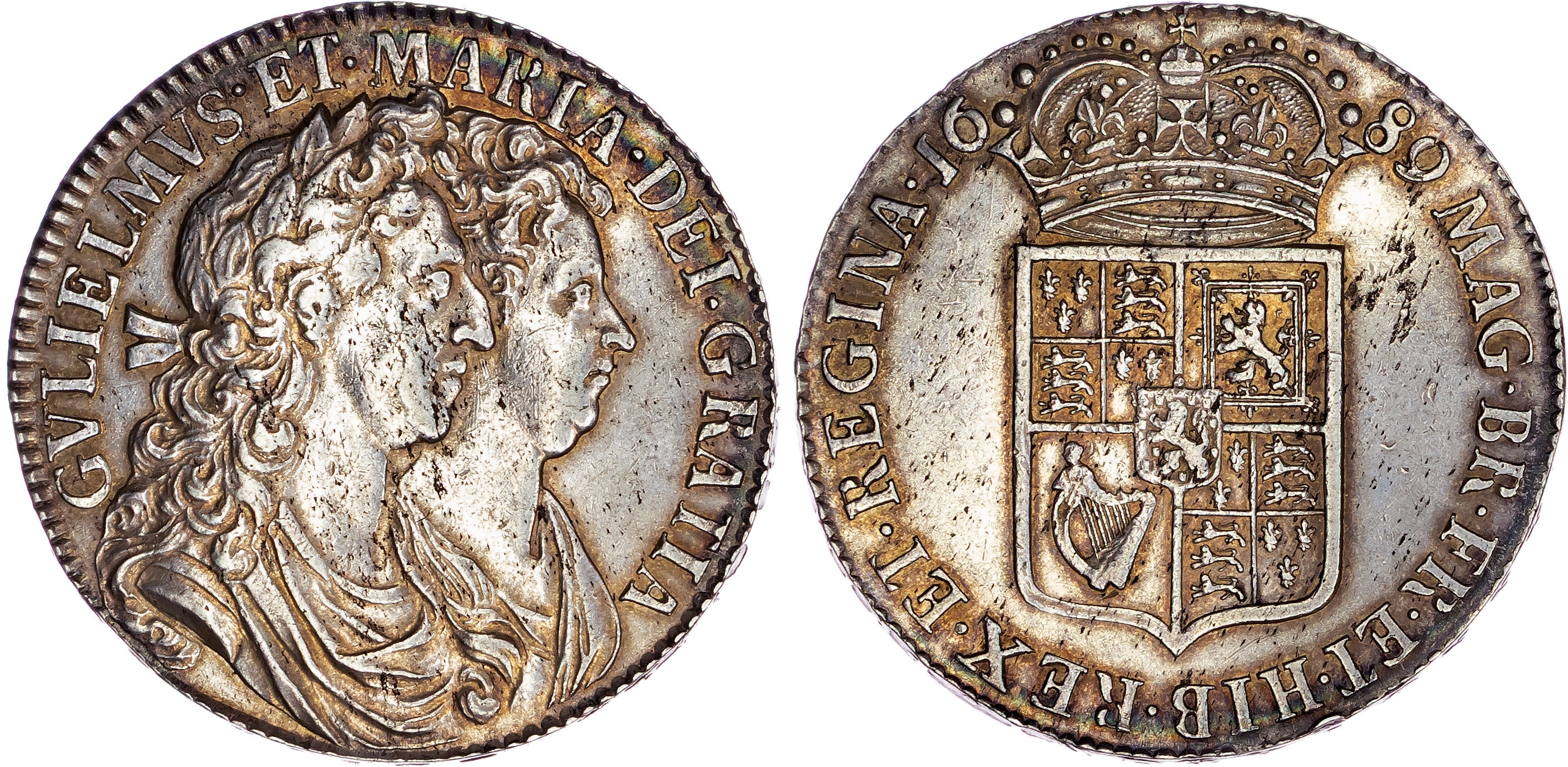 William and Mary (1689-1694), AR Halfcrown, 1689 PRIMO.