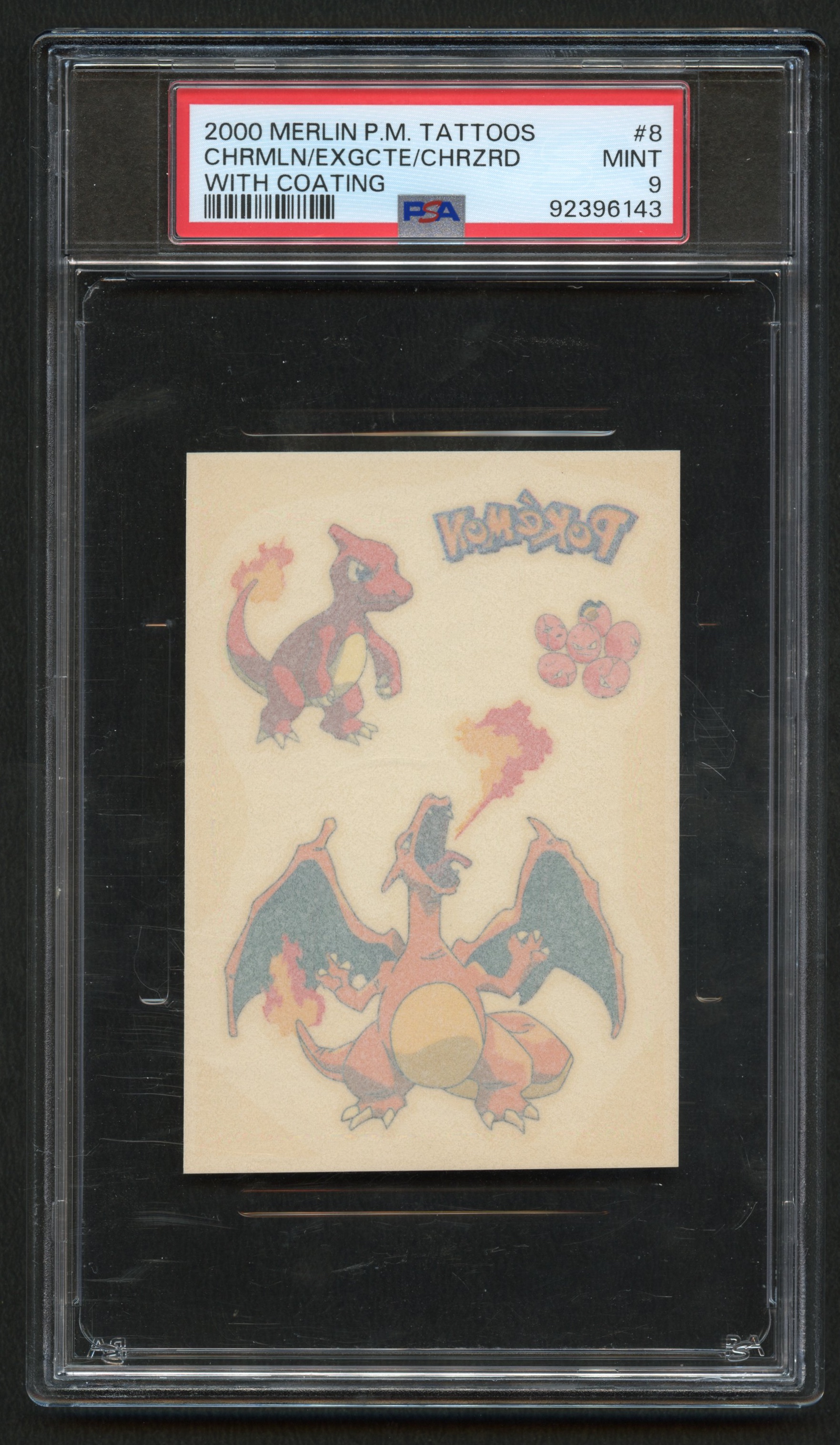 PSA 9 Charmeleon/Charizard Merlin Pokemon Tattoos With Coating - 2000