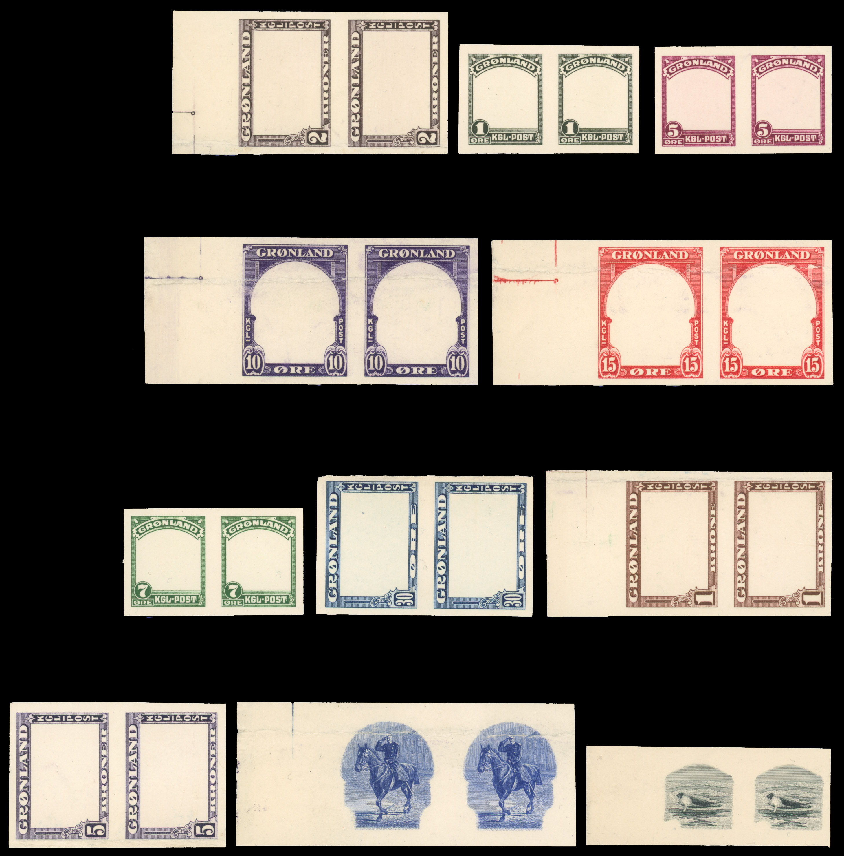 1945 ABN plate proofs SG 8-16var in pairs 