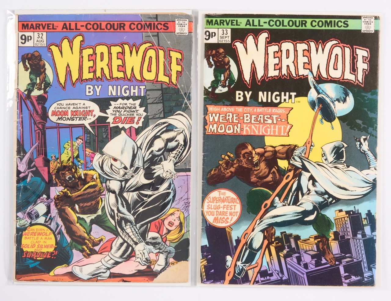 Werewolf By Night #32 & #33 1st Appearances of Moon Night (Marvel Comics, 1975)