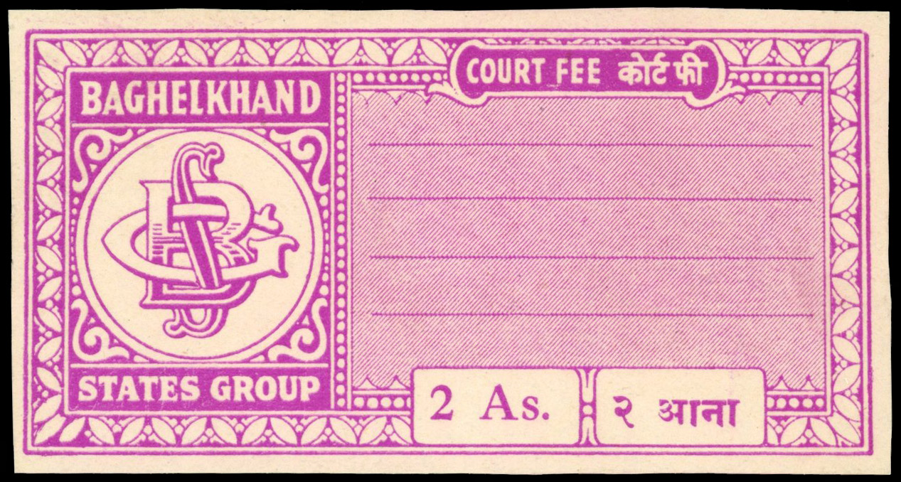 I.F.S Baghelkhand State 1940-45 Court Fee 2a magenta from Indap