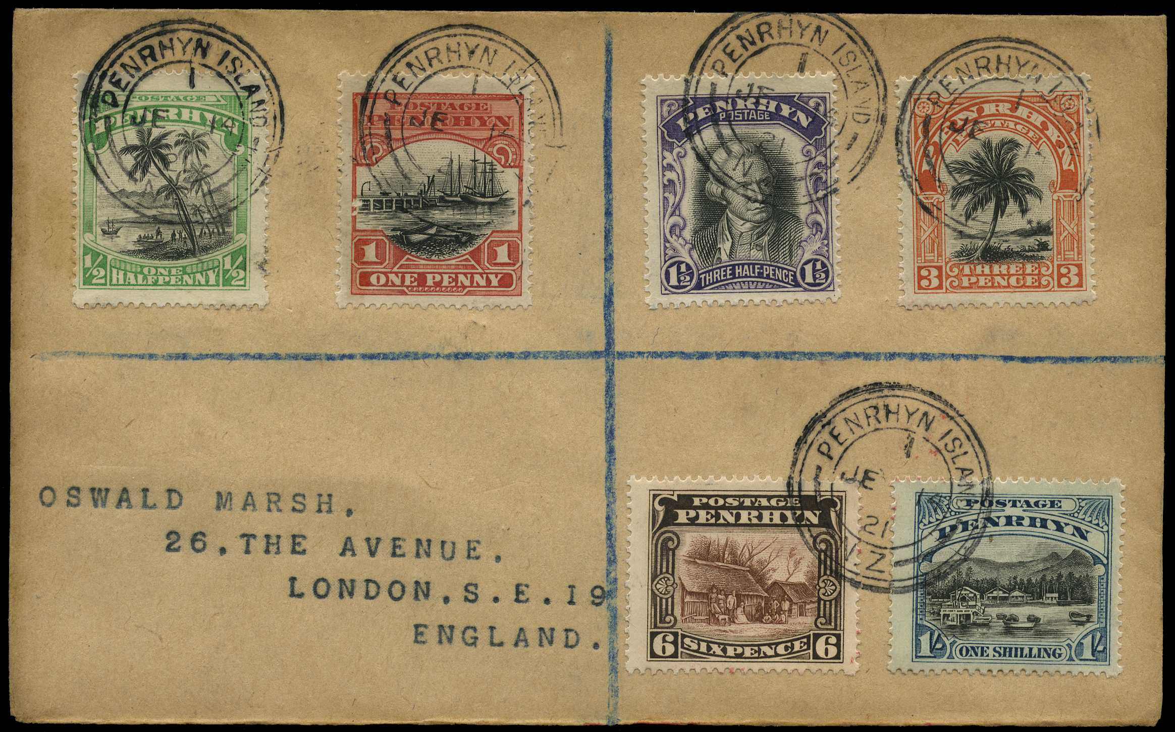 1920 Marsh envelope registered bearing ½d to...