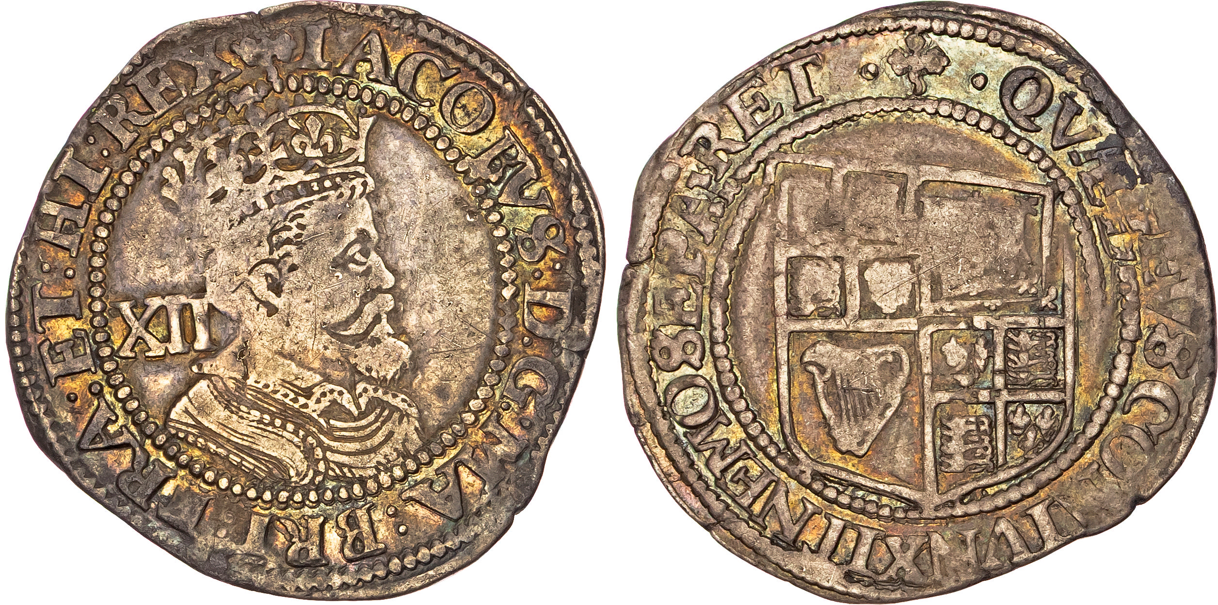 James I (1603-1625), AR Shilling, Third Coinage, mm. trefoil (1624). 