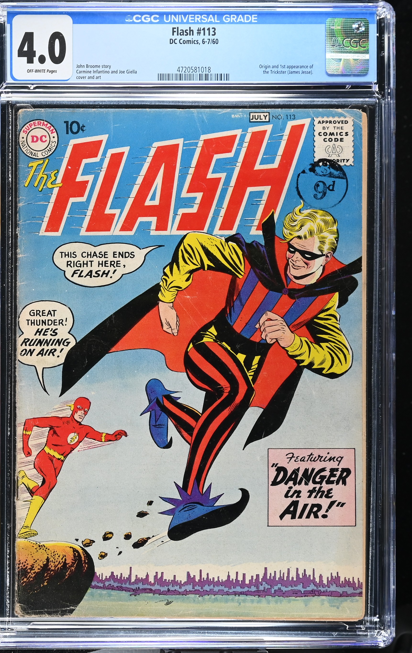 The Flash #113 CGC 4.0 1st Appearance of The Trickster (DC Comics, 1960) Off-White Pages