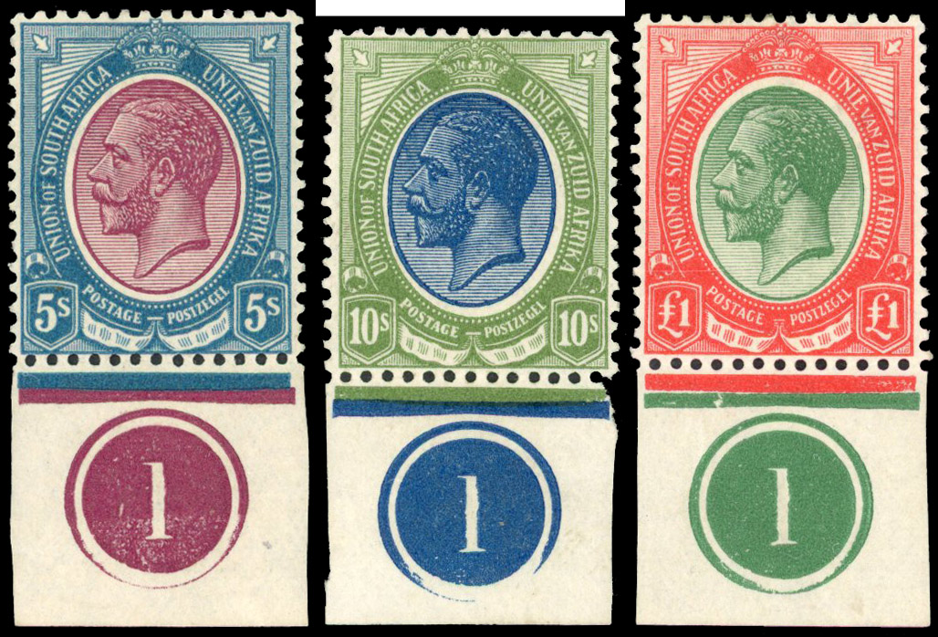 South Africa 1913-24 set of 15 to £1 with plate numbers