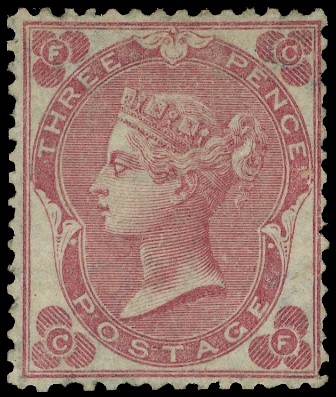 1862 3d Rose Pl.3 (Unofficial line perf 14) Unused example
