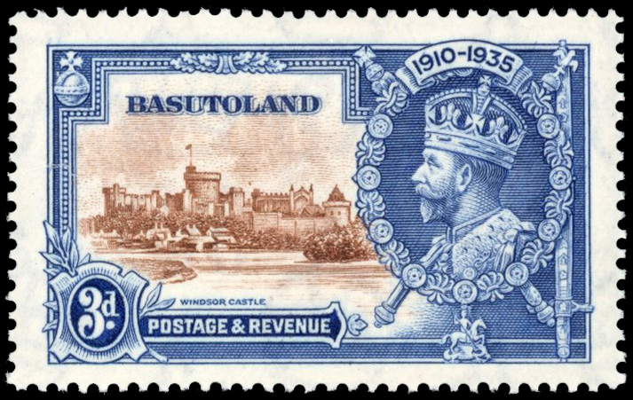 Basutoland SG 13g 1935 Silver Jubilee 3d variety Dot to left of chapel