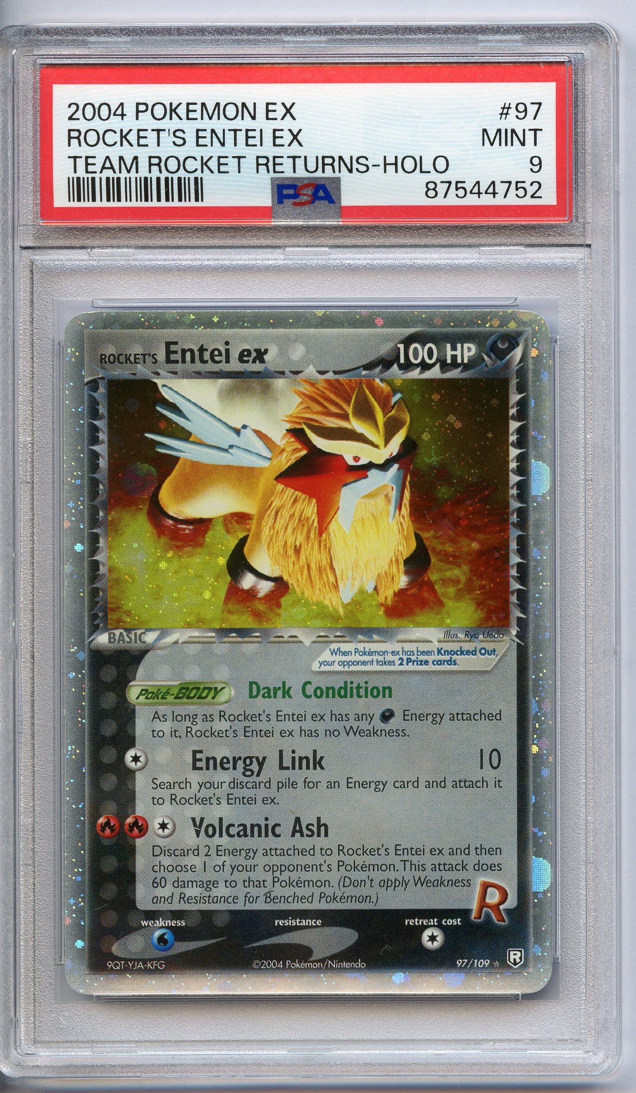 PSA 9 Rocket's Entei ex Holo #97 - Team Rocket Returns 2004