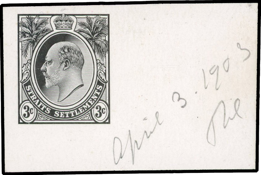 Straits Settlements 1903 3c die proof