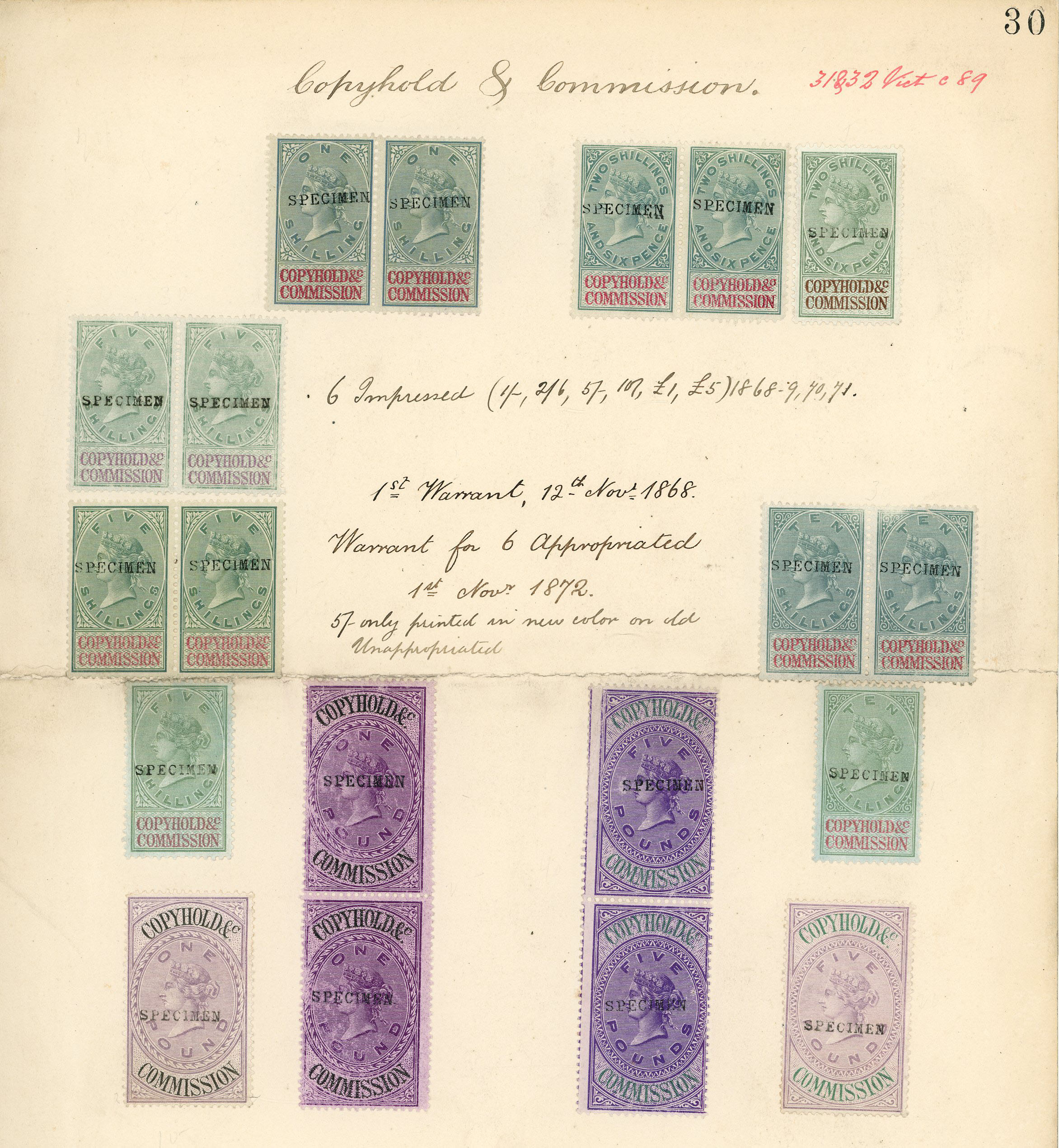 Copyhold & Commission: 1868-89 Page from official record...