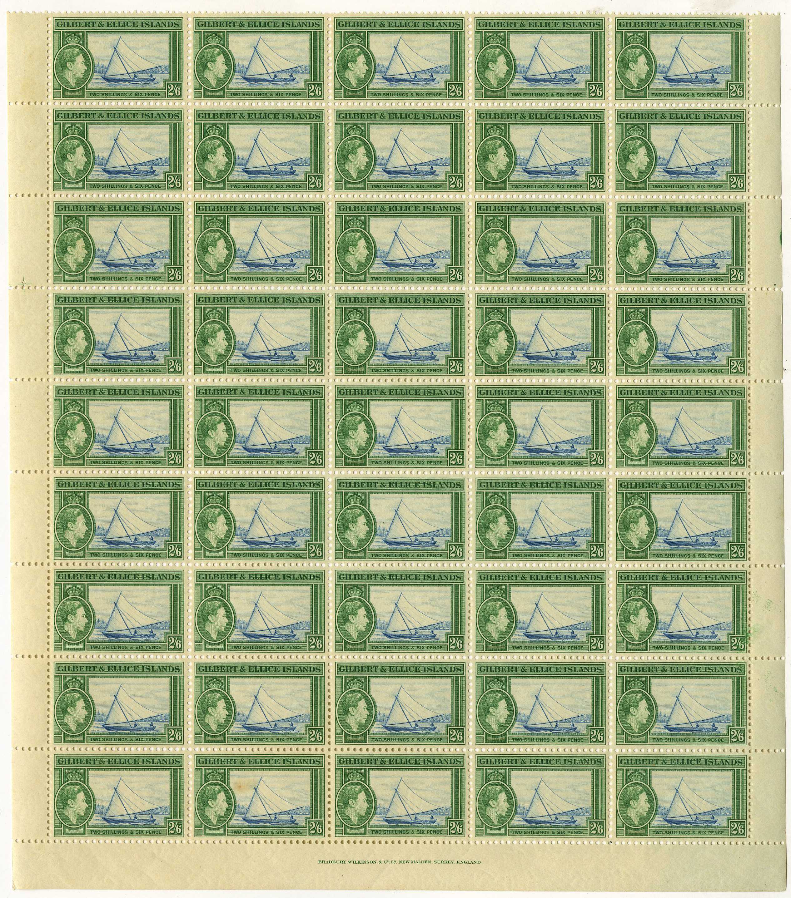 1939-55 2/6d deep blue and emerald block...