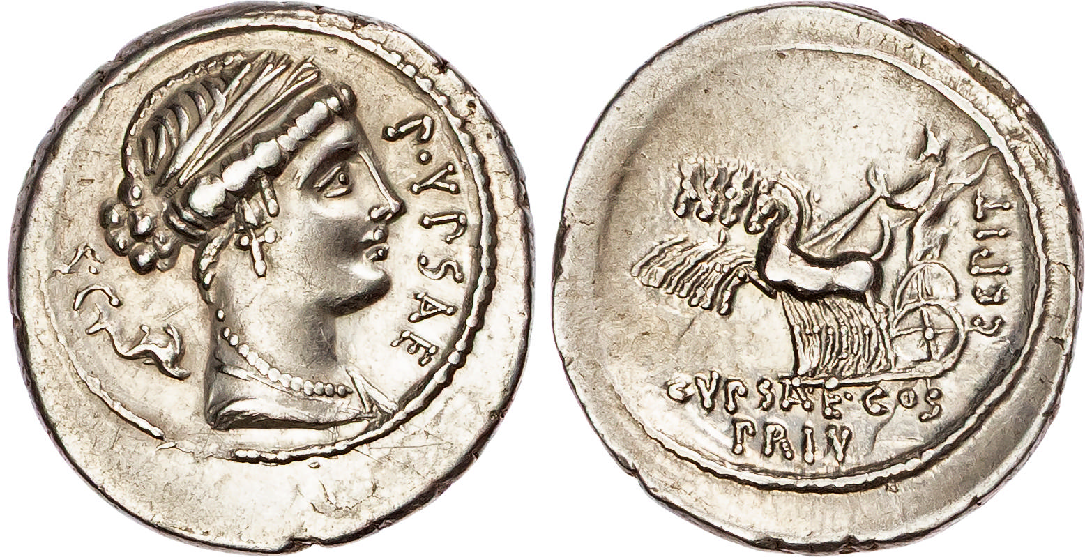 P. Plautius Hypsaeus (57 BC) AR Denarius, Rome, 3.80g. 