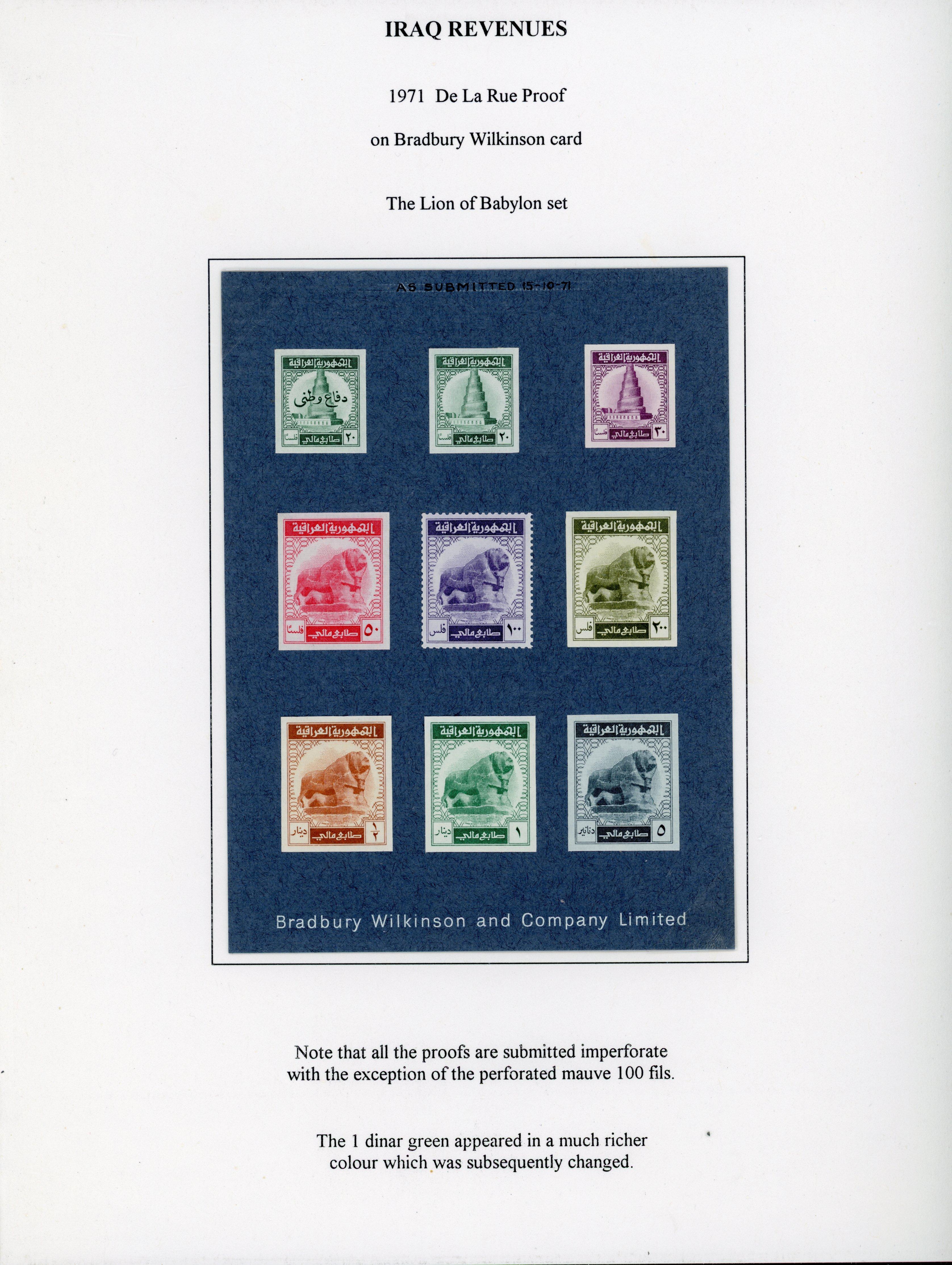 Iraq Revenue 1971 De La Rue proofs