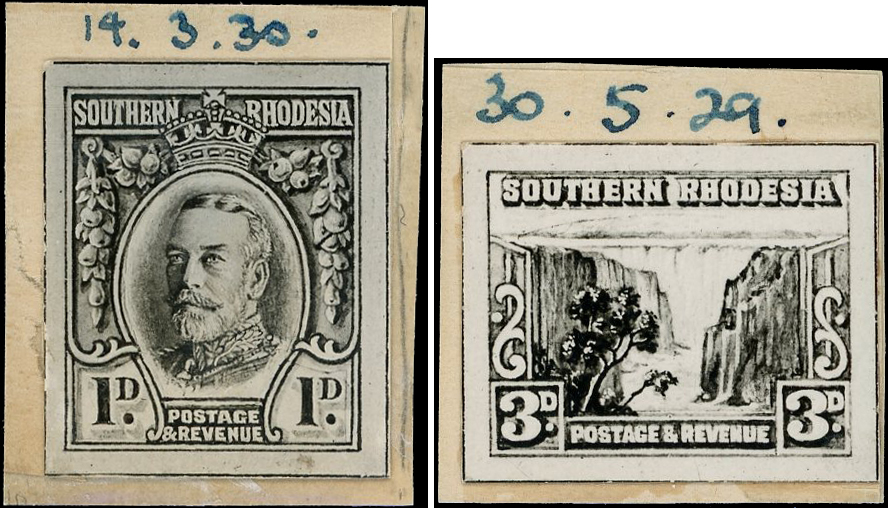 Southern Rhodesia 1931-37 Field Marshall 1d, 3d photographic essays