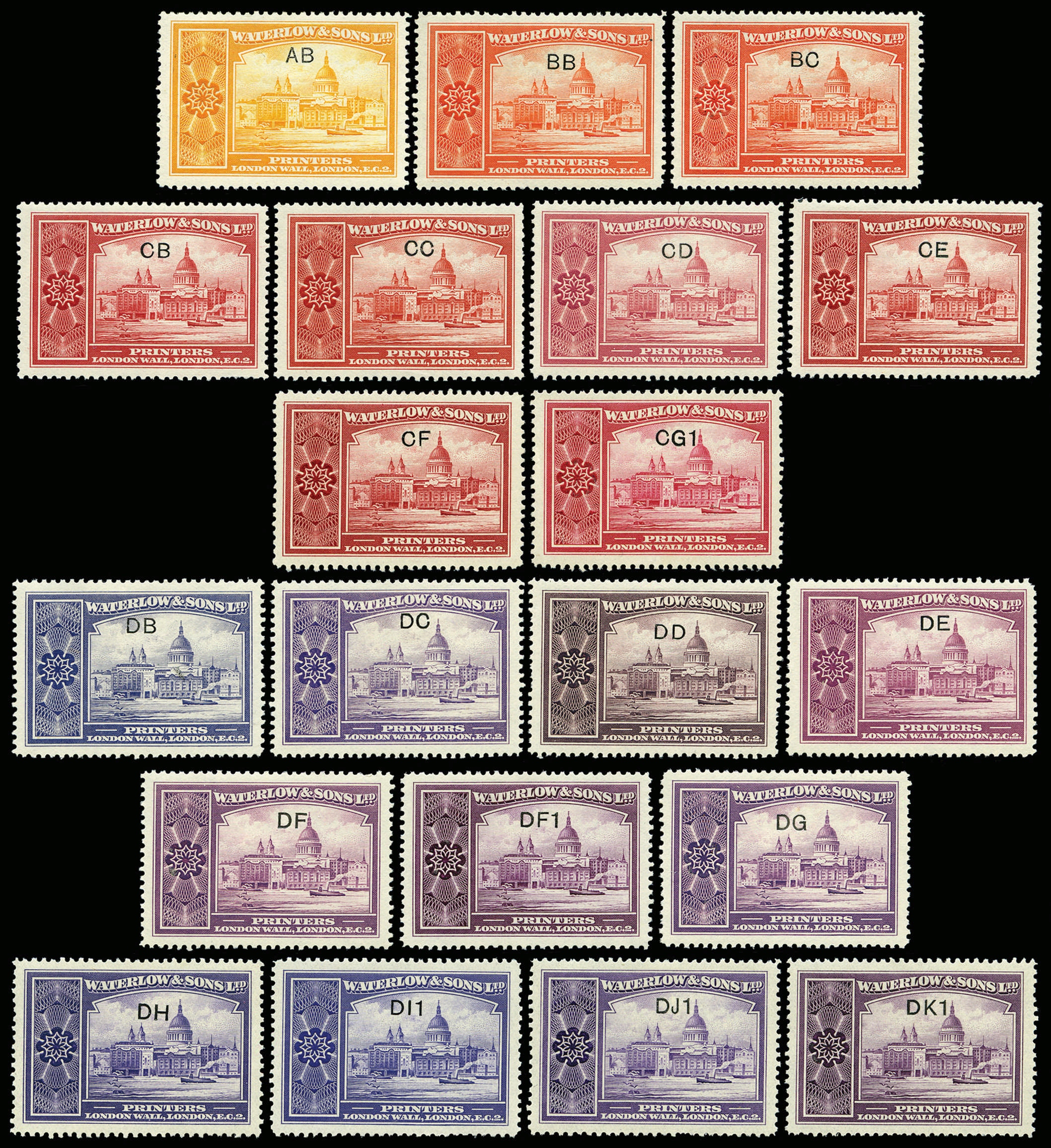 C.1932 Waterlow & Sons Ltd colour key sample