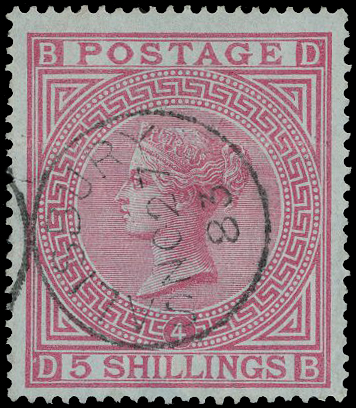 1882 5s rose Pl.4 (Blued paper)