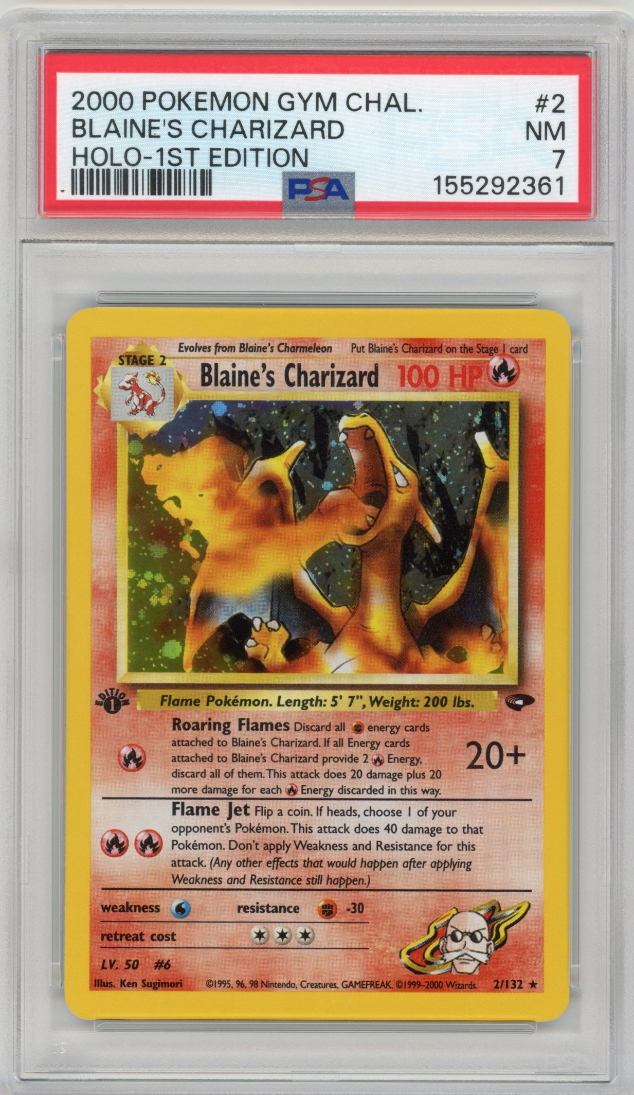PSA 7 Blaines Charizard #2 1st Edition Holo (2000) Gym Challenge
