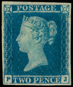 GB SG15aa 1851 2d Violet blue Pl.4 ( lavender paper) Unused.