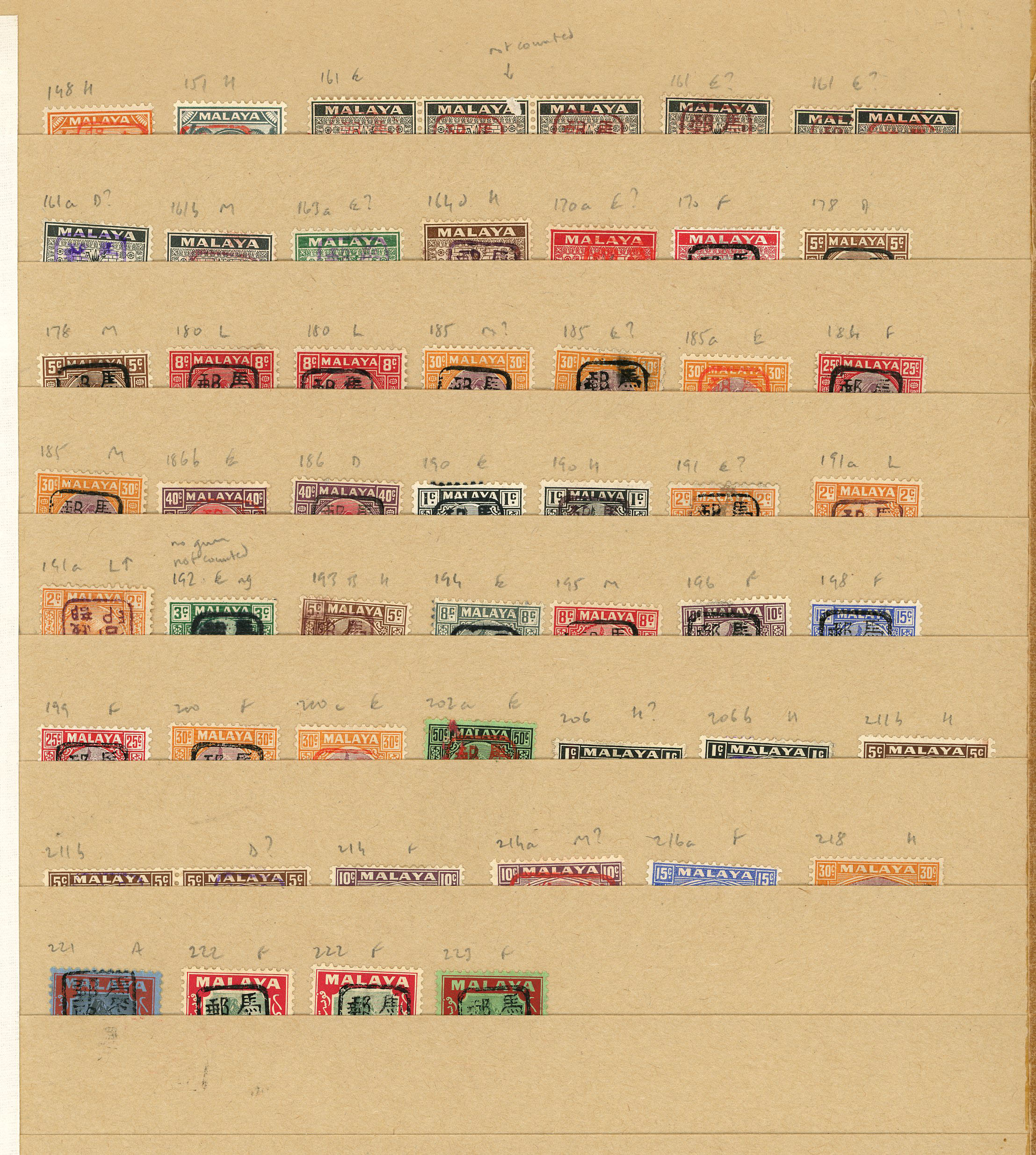 1942 o.g. group with Chops (52), a valuable selection, mainly fine but a few with hinge remainders, etc. All Chops...