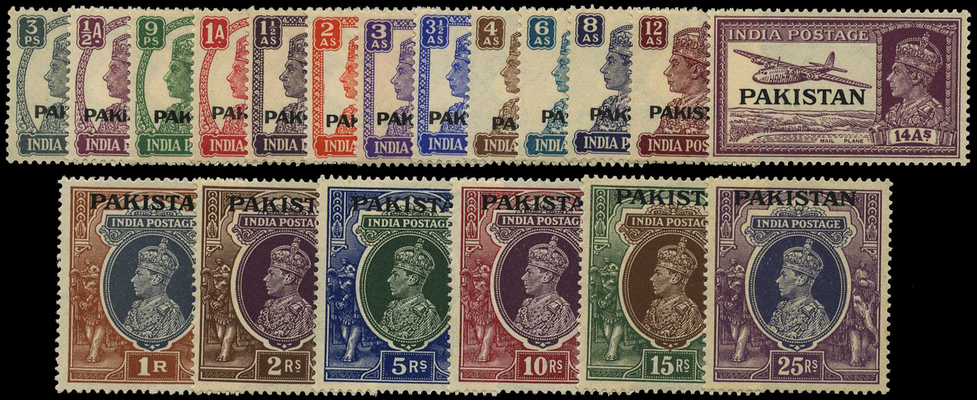 1947 set of nineteen, fresh unmounted o.g....