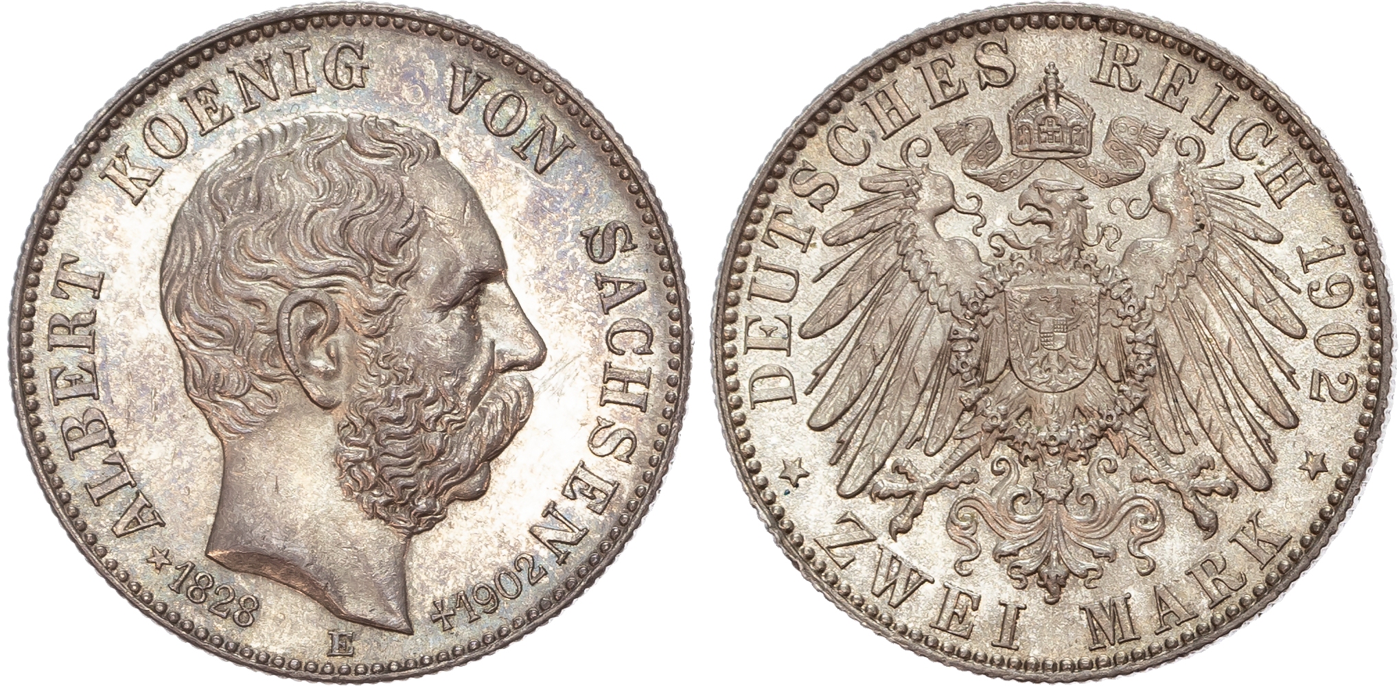 Germany, Saxony, Albrecht I (1873-1902), Death of Albrecht I, silver 2 Marks.