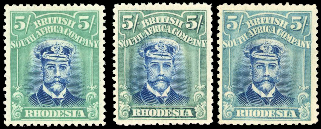 Rhodesia 5/- SG 306 shades mint