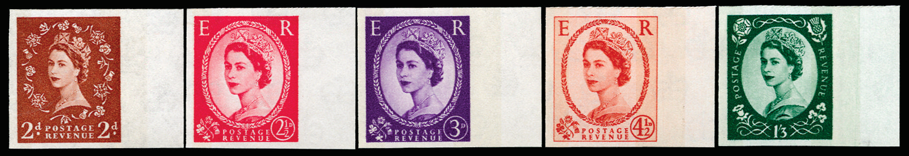 GB 1962-65 2d-1s3d "Wildings" (Wmk. Crowns, 2 bands reacting blue Whiter paper). Superb unmounted o.g … SG613a/18var