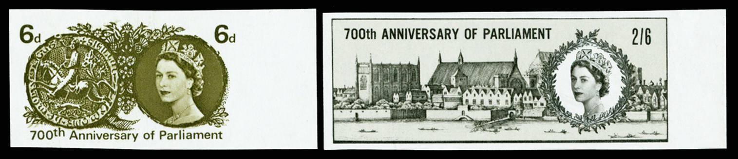 GB 1965 6d-2s6d 700th Anniversary of Parliament (Ordinary). Superb unmounted o.g. right hand marginal… SG663/4var