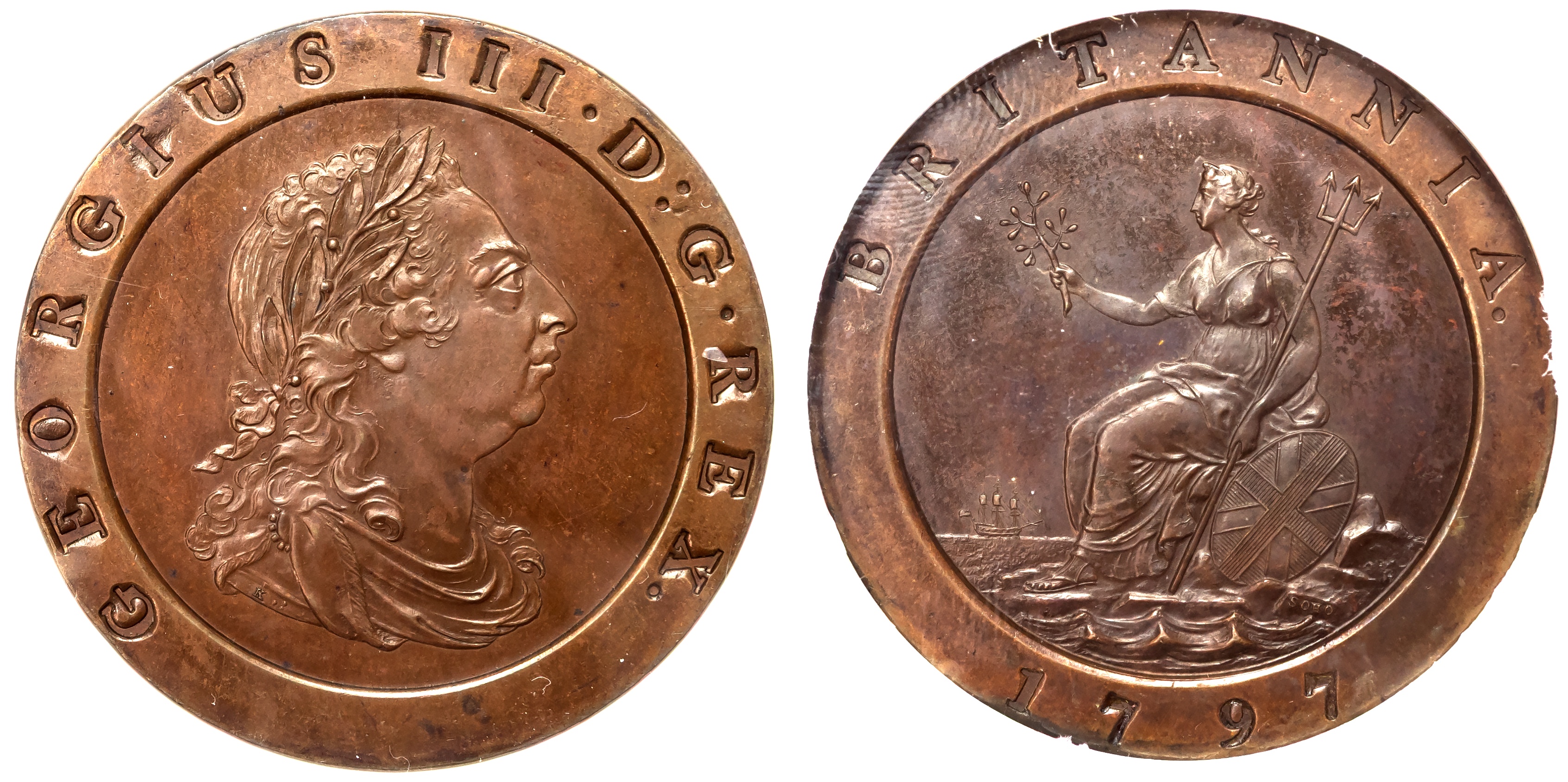 George III (1760-1820), Proof Twopence, 1797, struck in bronzed copper.