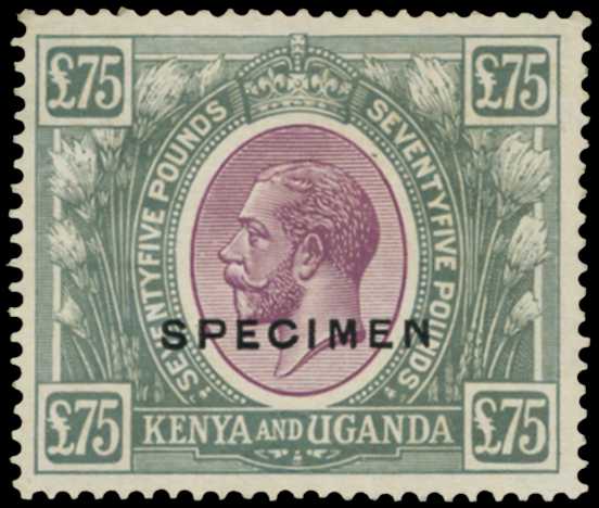 1925 £75 purple and grey overprinted...