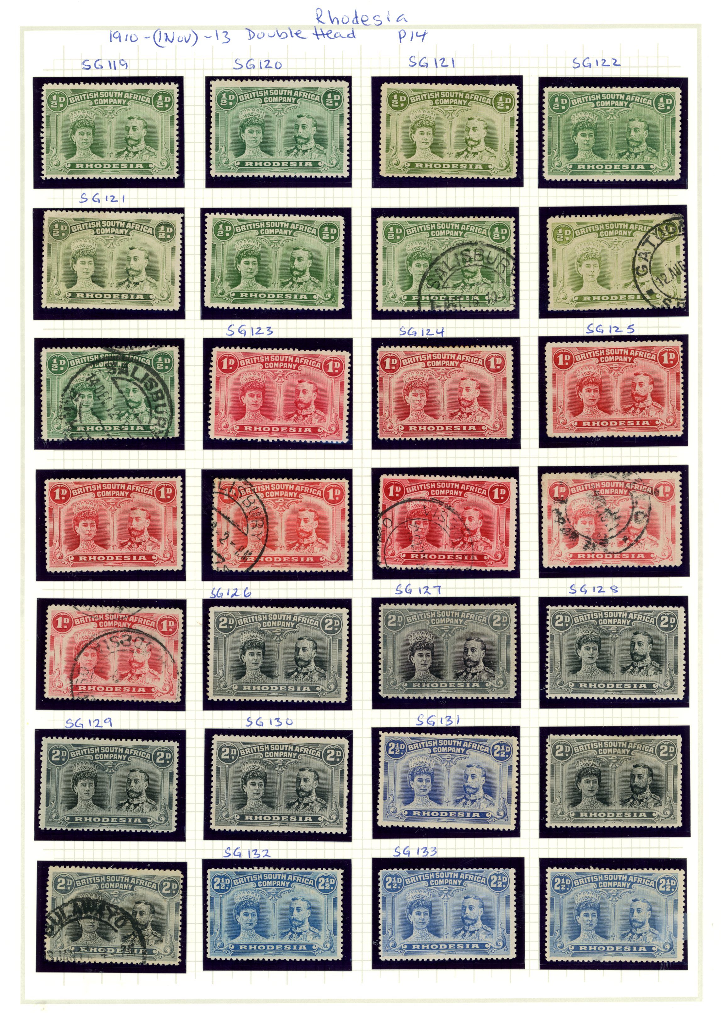 1910-13 Double Heads mint and used...